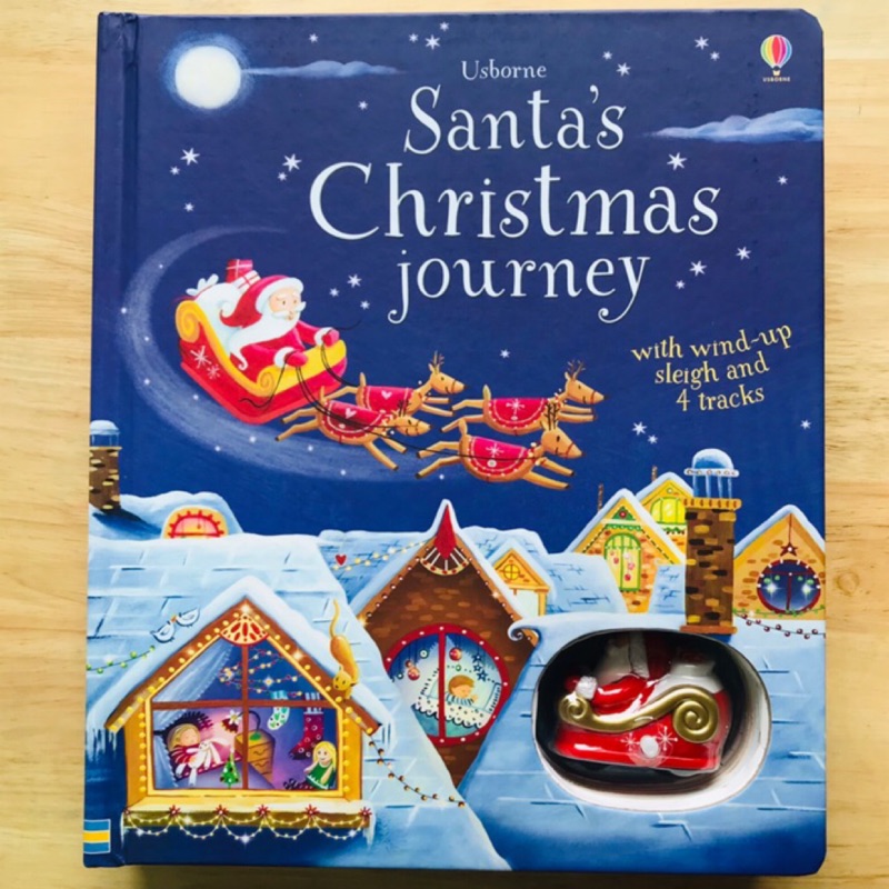 小書櫃-Santa's Christmas Journey with Wind-Up Sleigh 聖誕軌道遊戲書