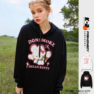 【K-2】DONT SMOKE X HELLO KITTY 寬鬆帽T 聯名 情侶 無嘴貓帽T【AK79】donsmokE