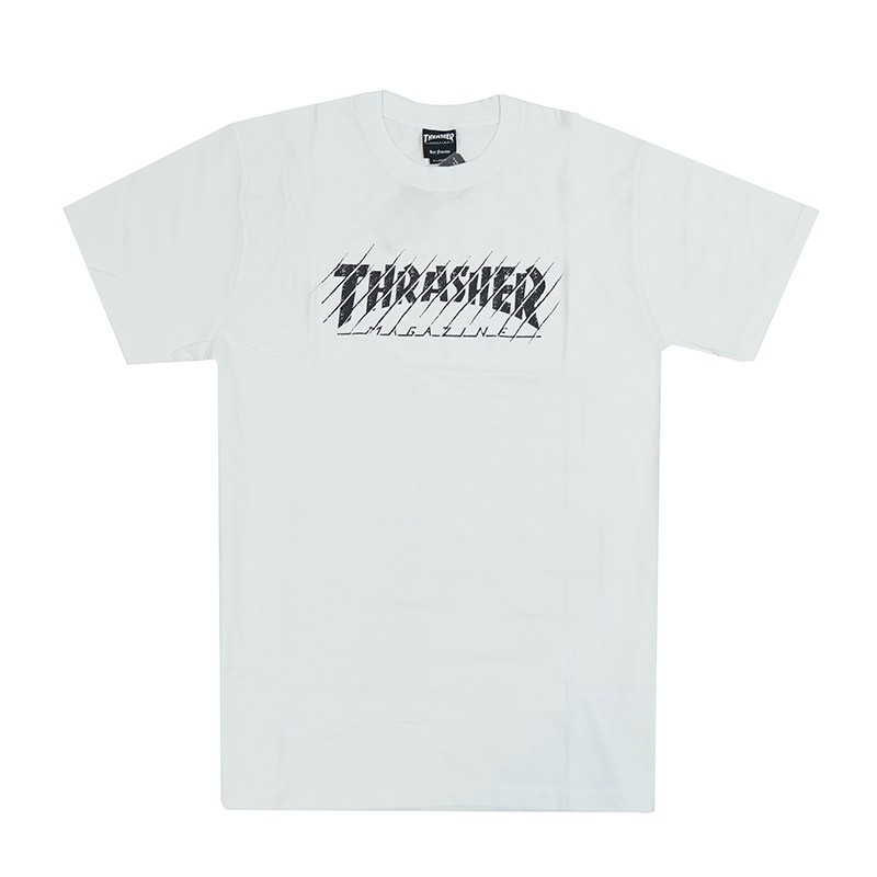 THRASHER HOMETOWN 日線 條紋圖騰 純棉短袖-白色【HopesTaiwan】台灣總代理