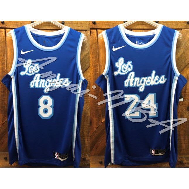 Anzai-NBA球衣 21年賽季LAKERS 洛杉磯湖人隊 KOBE BRYANT 草寫藍色球衣球衣-8號&amp;24號都有
