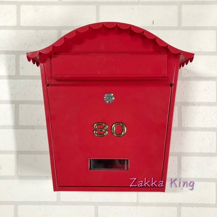 (永美小舖) 附門牌號碼 鍛鐵紅色信箱 蘇格蘭紅 郵箱 信件箱 意見箱 耐候性佳 歐式信箱