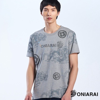 BLUE WAY 鬼洗 ONIARAI-萬獸鬼武群龍家徽 純棉短TEE(灰)