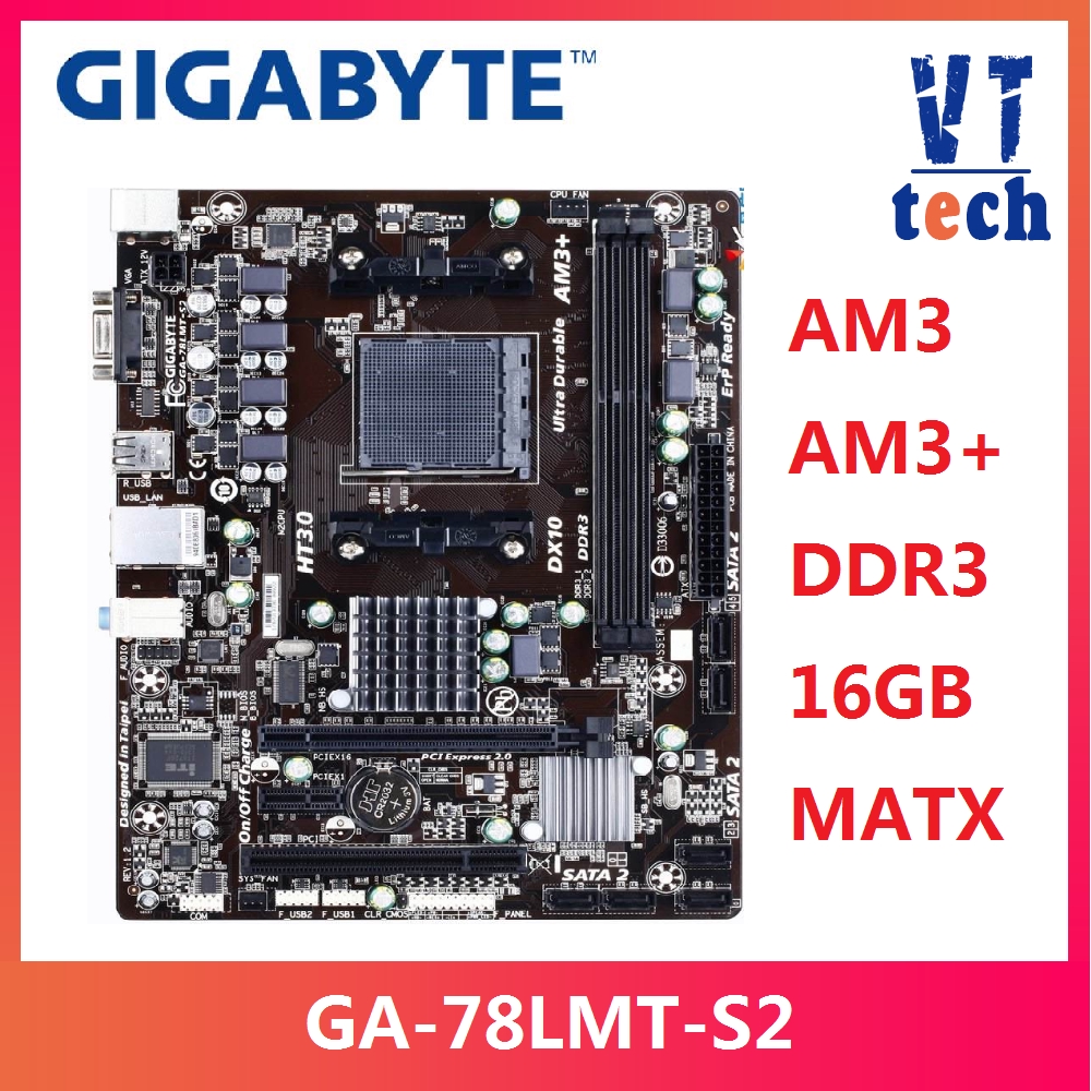 技嘉 GA-78LMT-S2 台式機主板 760G 插座 AM3 / AM3+ DDR3 16G Phenom II/A