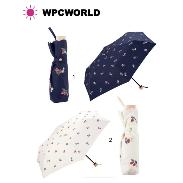 Wpc日傘直送 正版wpc 晴雨兩用 棉質布面小草莓 雨傘陽傘抗uv 蝦皮購物