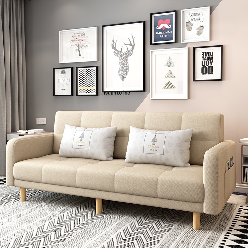 北歐布藝沙發   簡約  現代出租房   單雙人   可折疊沙發   多功能  小戶型  客廳科技布沙發