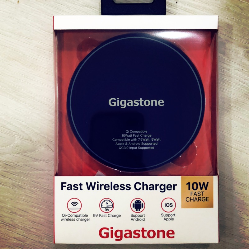 全新【Gigastone 立達國際】9V10W 無線快充充電盤 WP-5210(QC3.0 快充高速輸入)