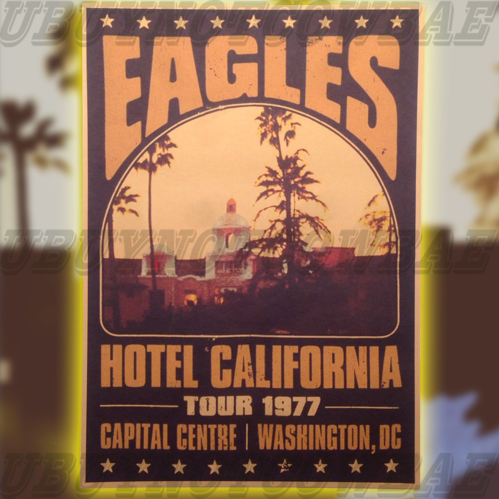 ROCK BAND EAGLES Hotel California 搖滾樂團 老鷹合唱團 樂團 搖滾 復古 牛皮紙 海報