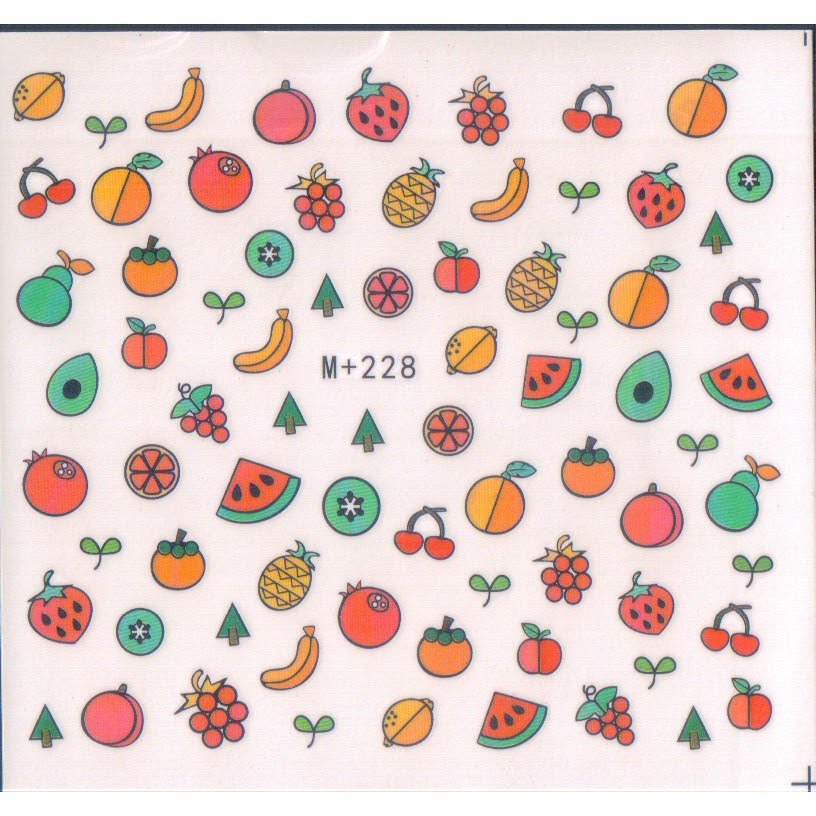 《Dear34》水轉印指甲貼紙M+228夏季水果 Q版 西瓜 香吉士 鳳梨 櫻桃 草莓 葡萄