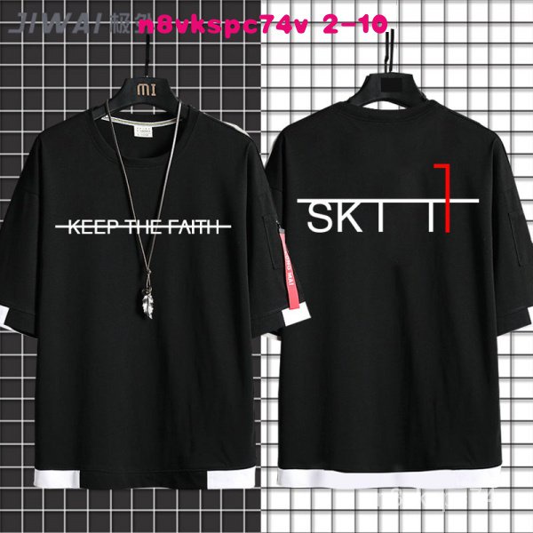 S9英雄聯盟SKT t1戰隊個性印花上衣隊服2020 lck同款男飄帶T恤衫-BH