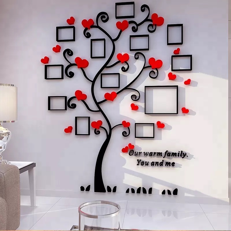 愛心樹照片牆 相框 3D立體 水晶 壓克力牆貼照片相片家居裝飾壁貼