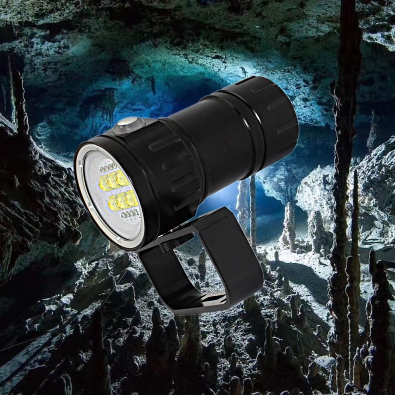 14顆LED防水手電大功率10000流明潛水攝影補光燈捕魚燈潛水燈手電筒