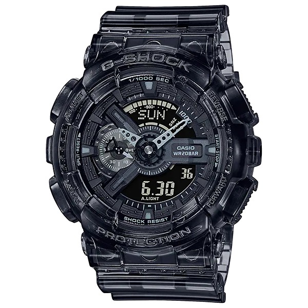 CASIO卡西歐G-SHOCK 視覺層次半透明男性專屬新潮流時尚概念錶GA-110 GA-110SKE-8A