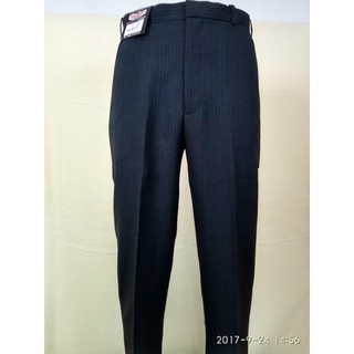 【平價服飾】台灣製冬季黑灰色條紋免燙平「平面西裝褲」(30-42)免費修改