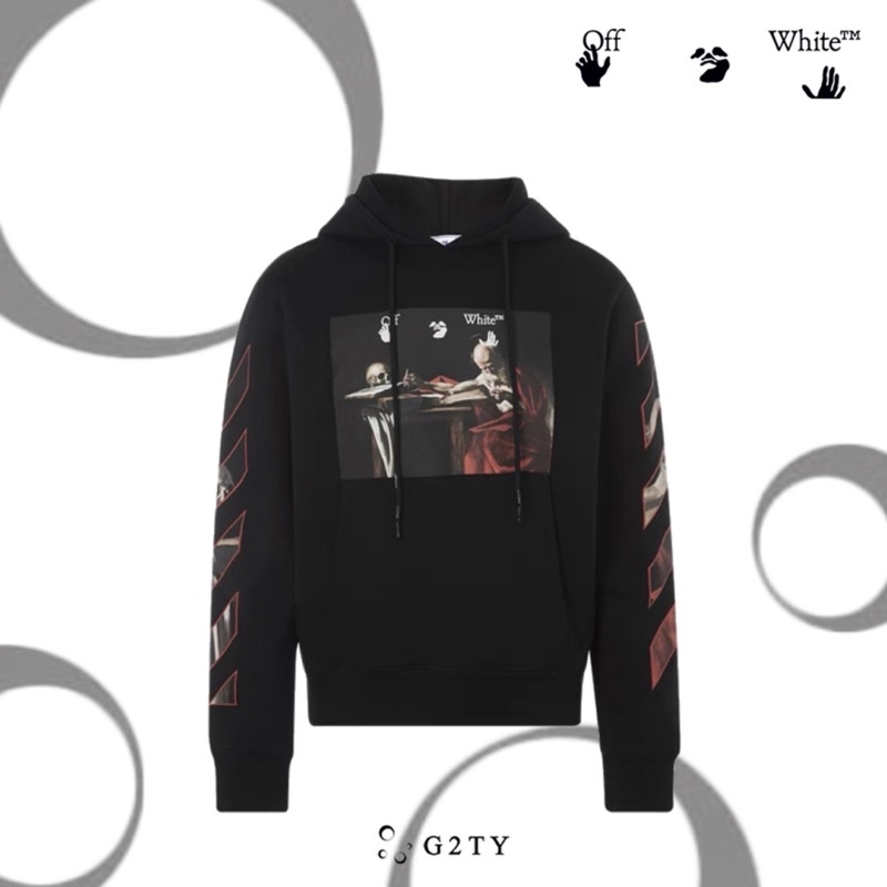 [G2TY] Off-White Caravaggio painting hoodie 骷髏帽T 死神 黑色 宗教