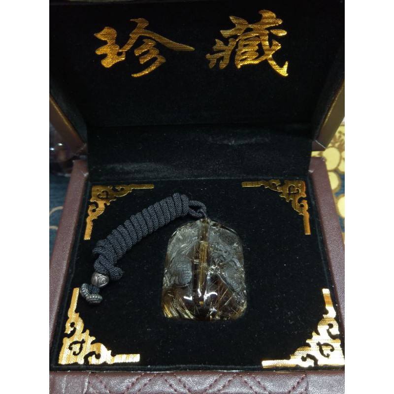 【龍瀧水晶】俏色巧雕鈦晶板鈦龍牌53*40*19/62g