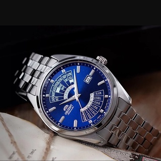 【ORIENT 東方錶】RA-BA0003L 日期星期 萬年曆 鋼錶帶 機械男錶 藍/銀 43.5mm 台南時代鐘錶