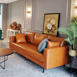 意式北歐小戶型皮藝沙發客廳整裝美式工業風復古雙人三人組合沙發&工廠直銷