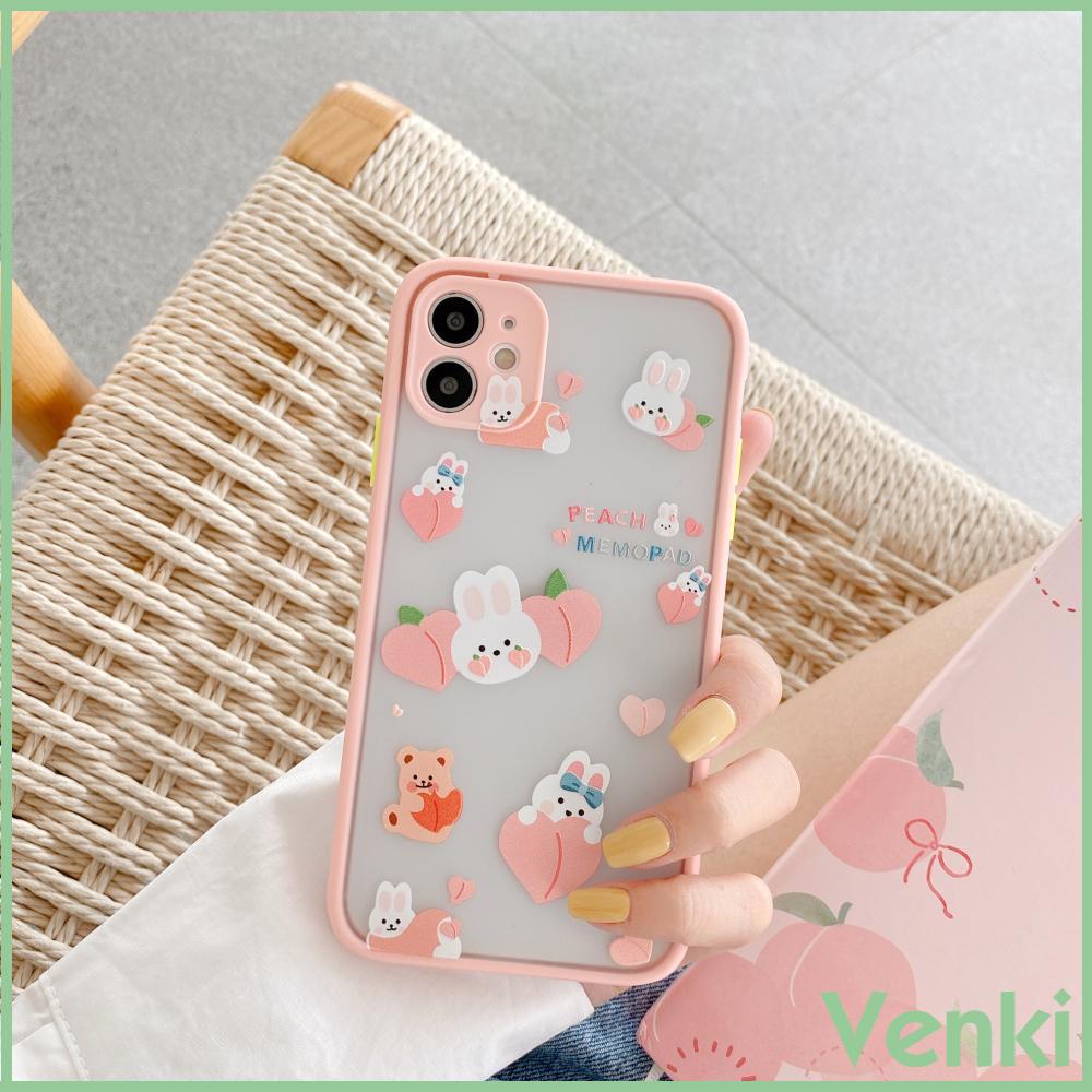 Iphone 手機殼啞光tpu 浮雕彩色按鍵兔子水蜜桃可愛風格max 7 7plus 8 Vk 蝦皮購物