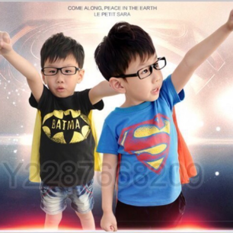 現貨【Hsin】超人童裝短袖披風T恤 小童 蝙蝠俠 滿足寶貝的願望 非英雄聯盟/復仇者聯盟/美國隊長/萬聖節角色扮演