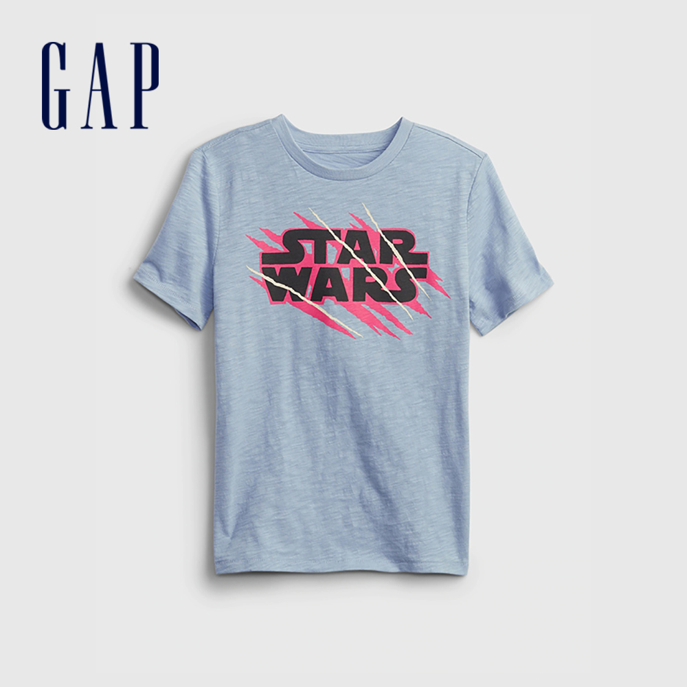 Gap 男童裝 Gap x Star Wars星際大戰聯名 紮染短袖T恤-灰藍色(689817)