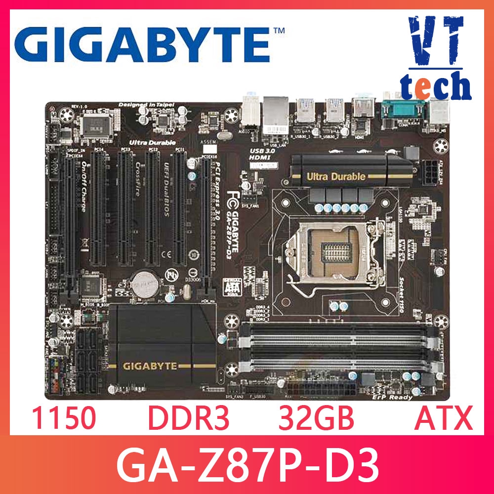 適用於技嘉 GA-Z87P-D3 二手主板 Z87P-D3 Z87 插座 LGA 1150 DDR3 USB3.0 SA