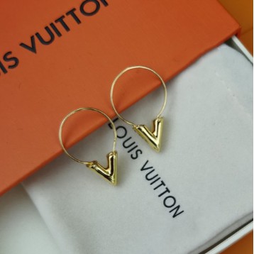 二手正品Louis Vuitton ESSENTIAL V 圈式穿式耳環M61088金M63199銀| 蝦皮購物