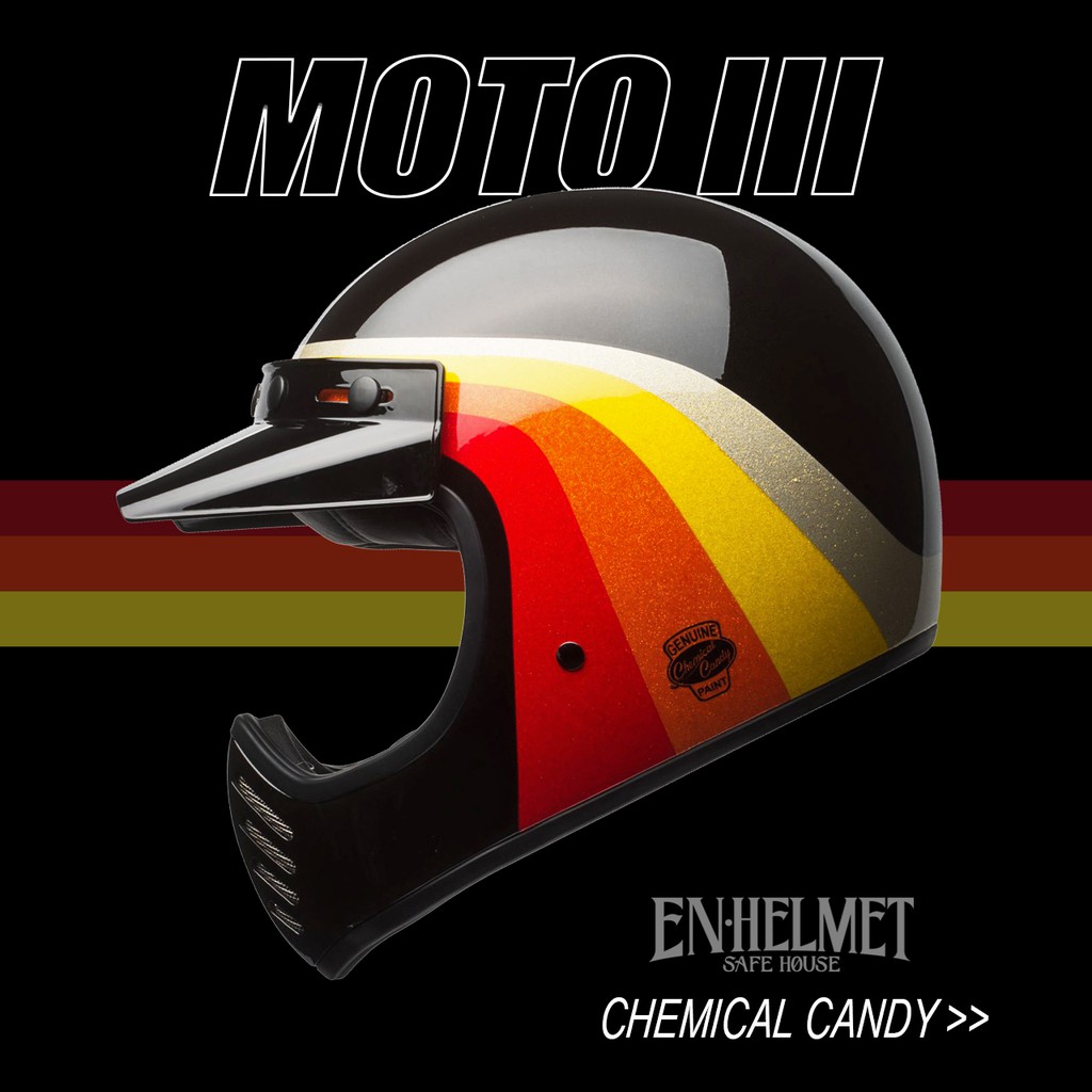 『EN安全帽』 免運 美國 BELL MOTO3 CHEMICAL CANDY BLK 山車帽 原創 經典 復古 安全帽