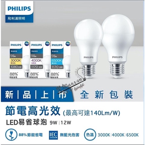 PHILIPS 飛利浦 E27 易省  9W / 12W LED 球泡 電燈泡【樂加生活館 】