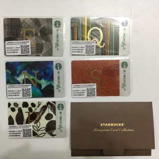 Starbucks星巴克花押字母隨行卡（E、N、P、Q、S）