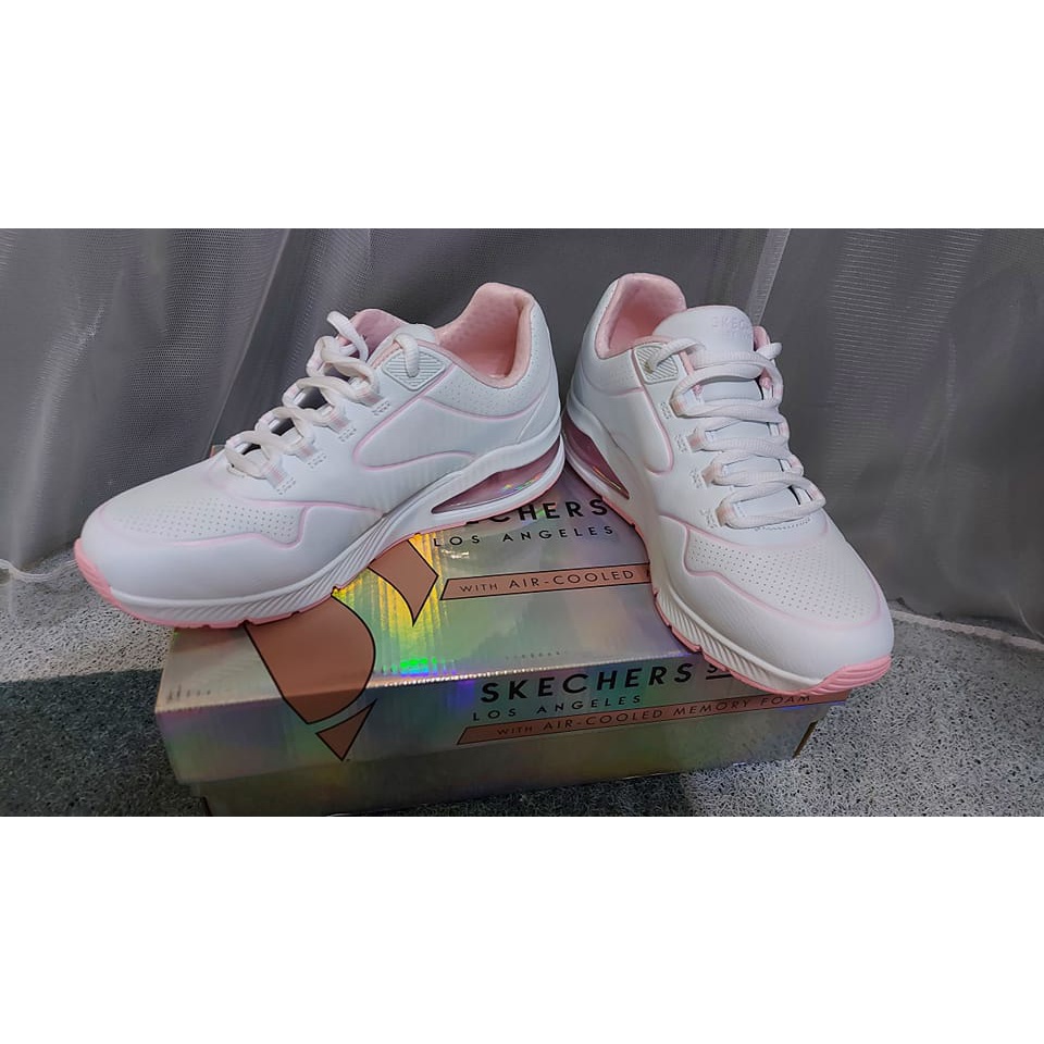 SKECHERS UNO 2系列 街頭時尚氣墊運動鞋,白X粉紅(155629WLPK)