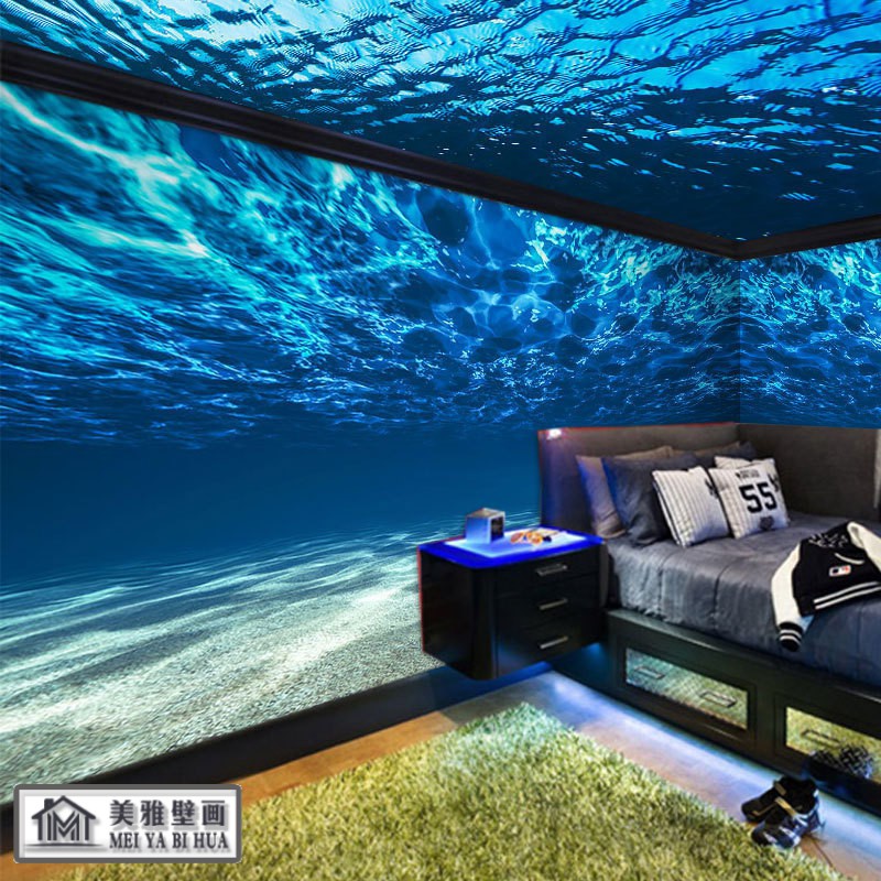 流行新品上新3d立體海洋風格墻紙海底世界主題房酒店臥室墻面裝修游泳館壁紙畫 蝦皮購物