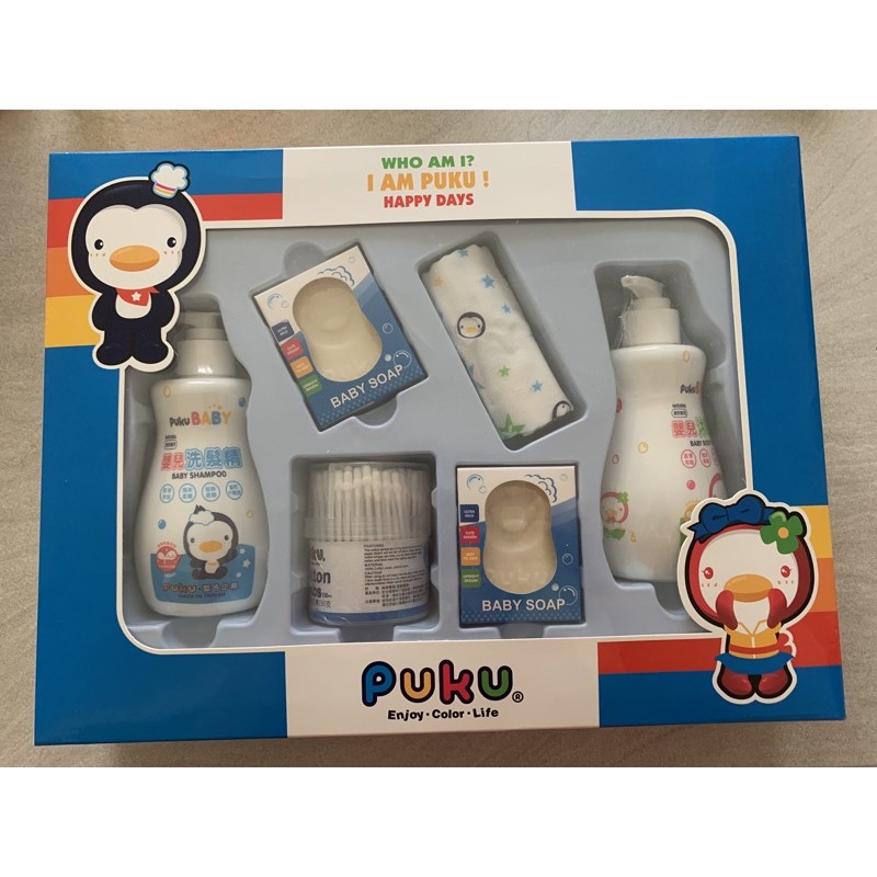PUKU藍色企鵝嬰兒沐浴保養禮盒組