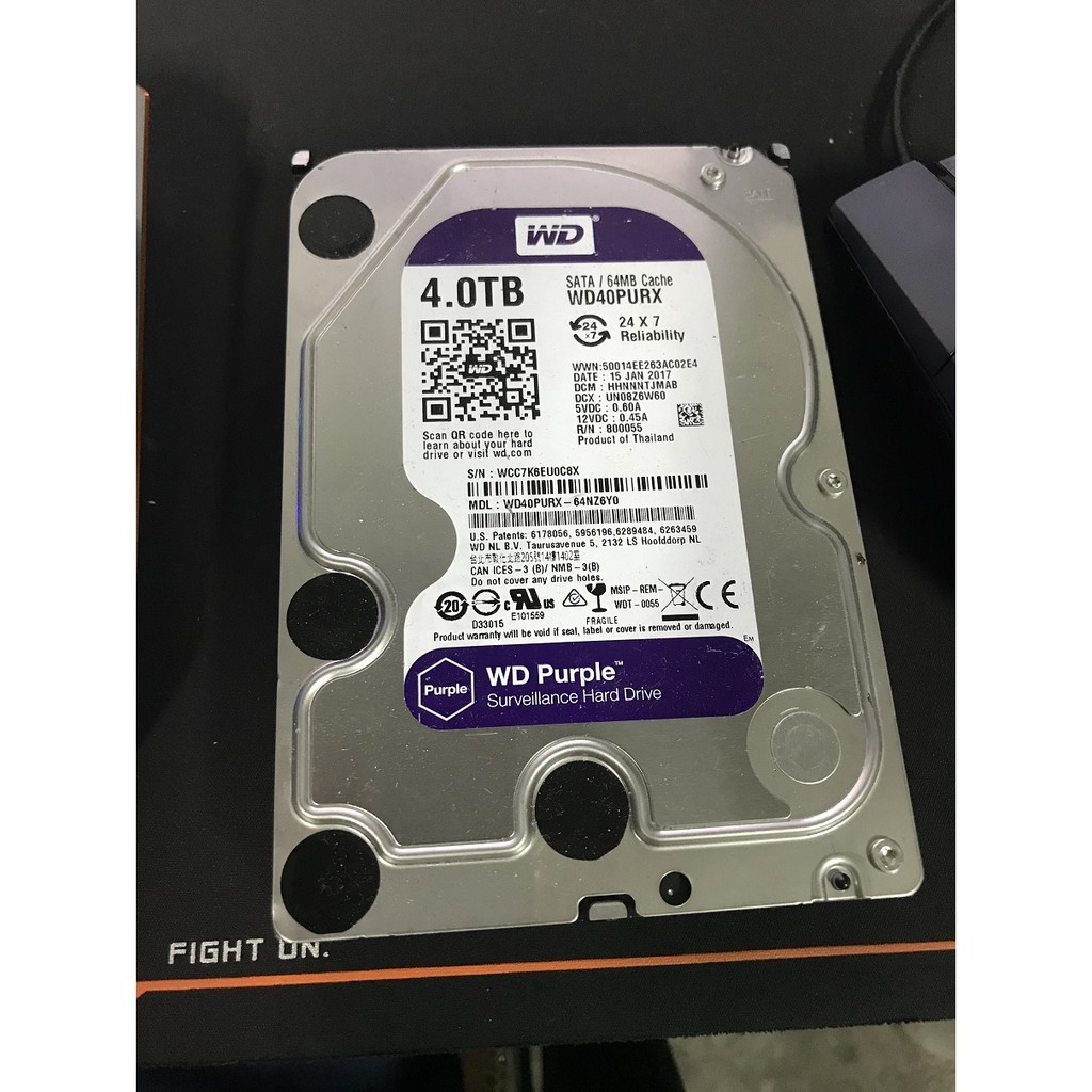 WD40PURX 3.5吋紫標(Purple)4TB 監控系統專用硬碟 64MB 快取記憶體 5400RPM SATA