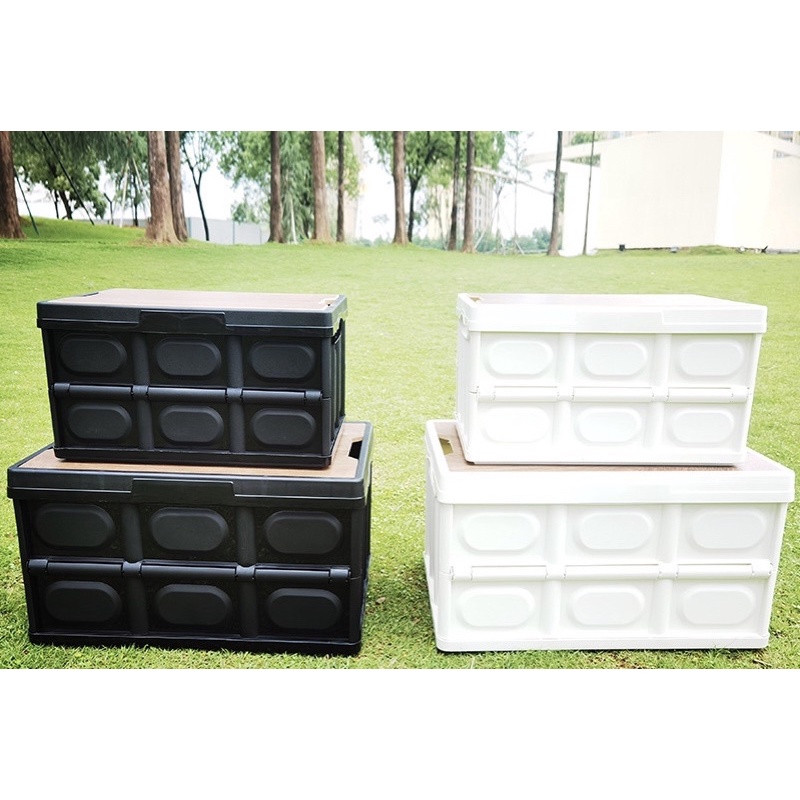 [HIPPOCAMP]台灣出貨 55L收納摺疊箱 木蓋收納箱 汽車收納箱 收納摺疊箱 家用整理箱
