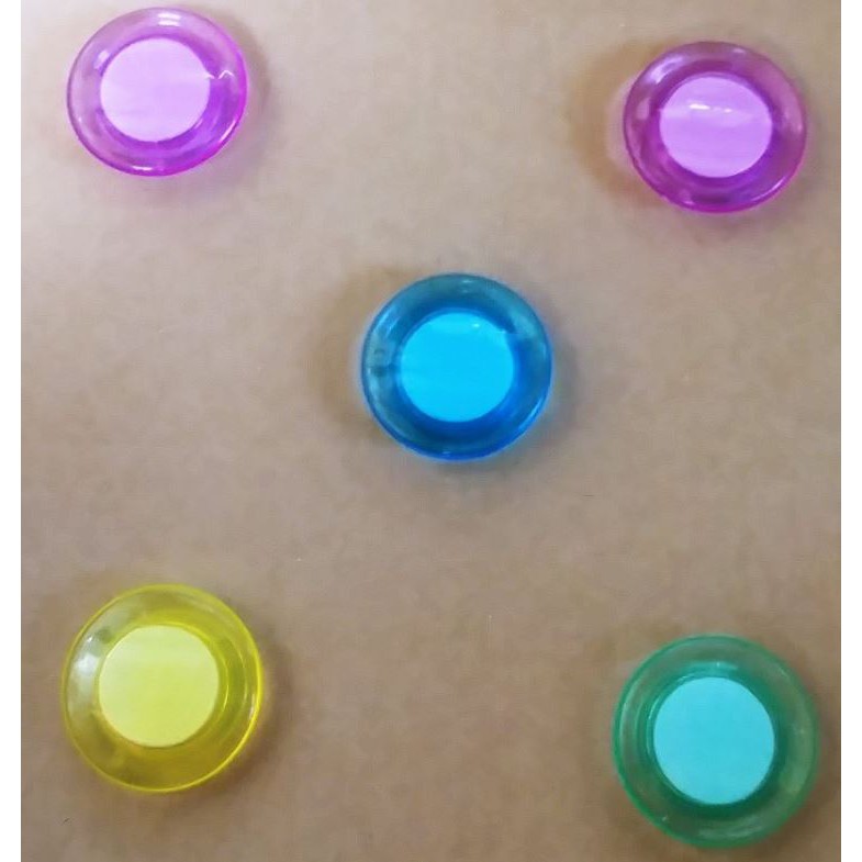 +富福里+玻璃白板專用磁鐵 3公分 透明晶亮 釹鐵硼磁鐵 強力磁鐵 紅黃綠藍紫 5色 超強吸力 吸鐵
