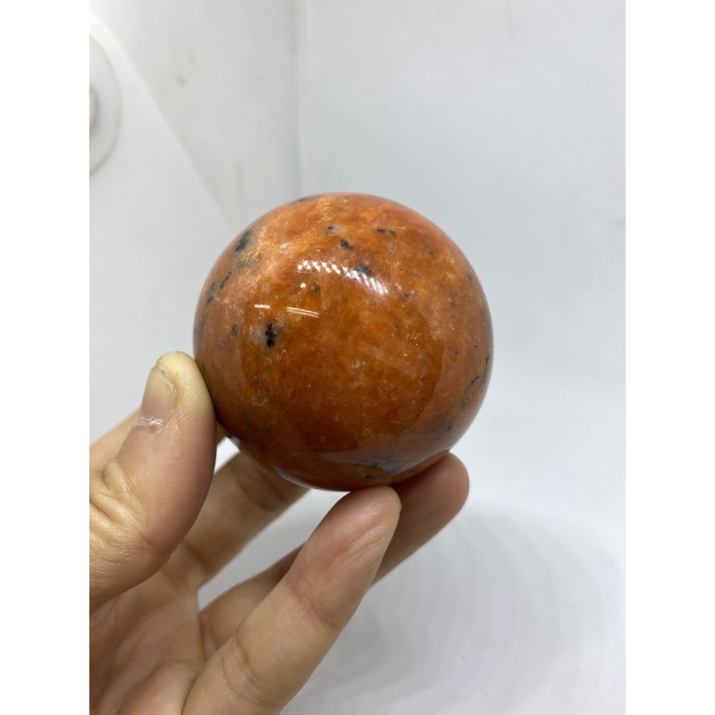 D2270天然水晶原礦/太陽石球#濃郁橘色 直徑約：53.3mm 重量約：224g