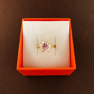 景福珠寶銀樓✨純金✨黃金戒指 鑲鑽 花 造型 粉鑽 戒指 美