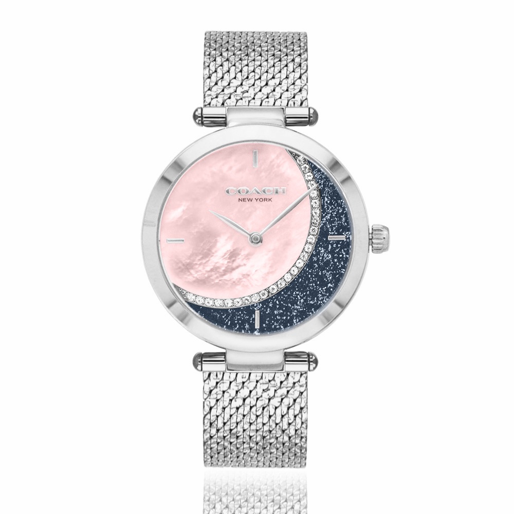 COACH | 經典貝殼面星月晶鑽米蘭帶手錶 - 14503653