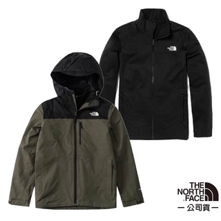 【美國 The North Face】男款 3合1 防水透氣兩件式外套 針織保暖內件 4R2H-35P 綠/黑 N