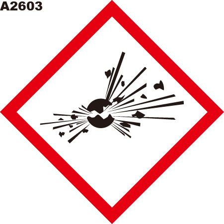GHS危險物標示貼紙 A2603 危害標示貼紙 化學品貼紙 爆炸物 台灣製造 [飛盟廣告 設計印刷]
