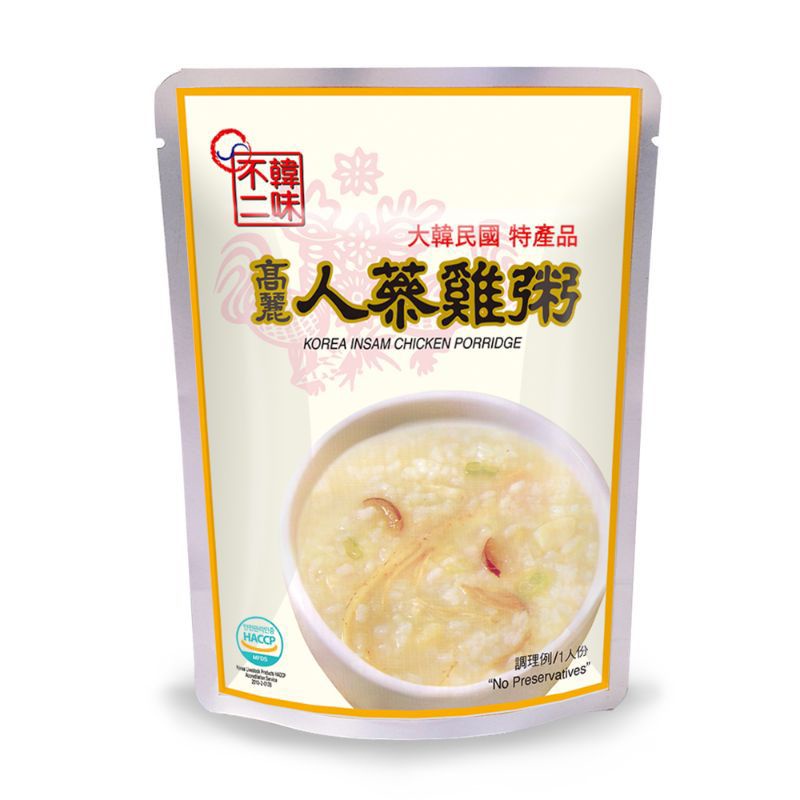 韓國美食 韓味不二韓國高麗人蔘雞粥一人份 加熱即食 宵夜早餐小點加餐