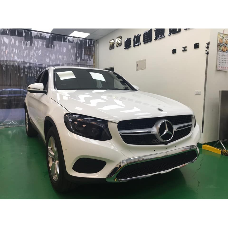 M-Benz GLC Coupe大燈美國STEK smoke TPU犀牛皮自動修復透明深燻黑燈膜保護膜包膜