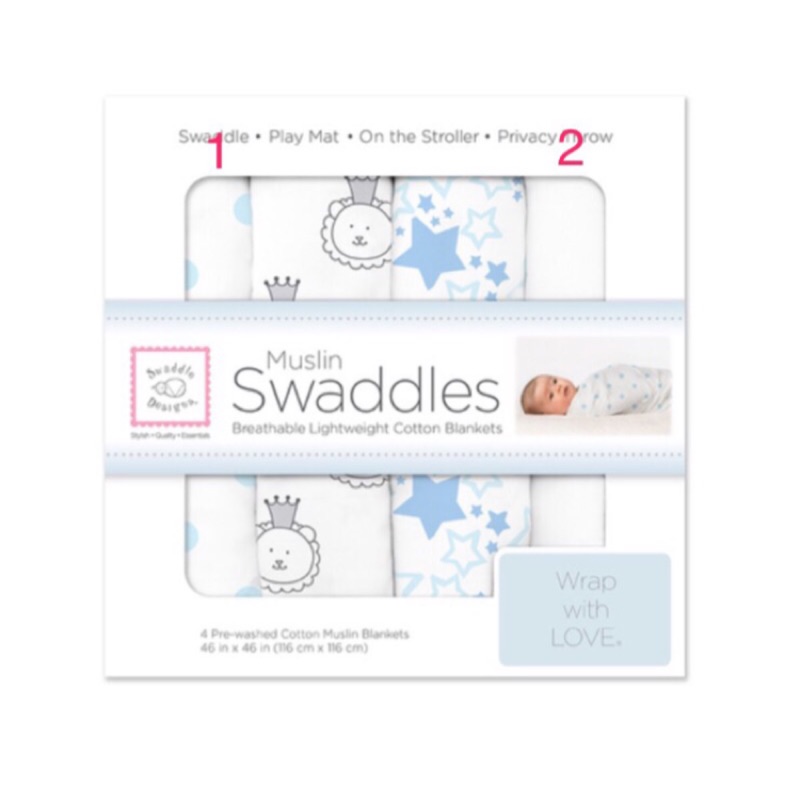 Swaddle designs萬用紗布方巾四入組 包巾蓋毯 costco好事多禮盒拆售