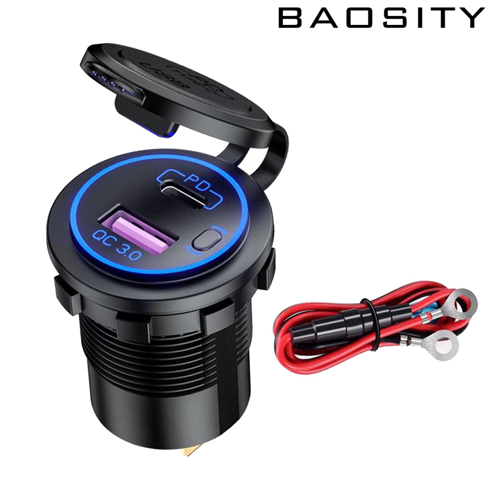 Baosity Usb C 車載充電器適配器pd 充電器 帶led 用於摩托車藍色端子 蝦皮購物