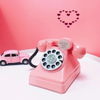 Mila_tw復古電話存錢筒/AC11/ 裝飾品 可愛 話筒 粉紅色