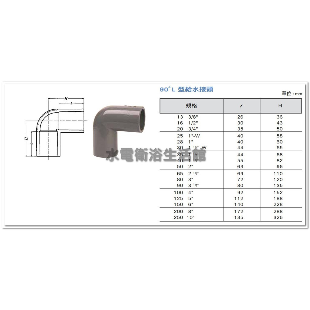 ☆LIFE☆南亞 PVC 厚 90度彎頭 OL 3/8"x~1" L型給水接頭 水管接頭 管材 塑膠管料.