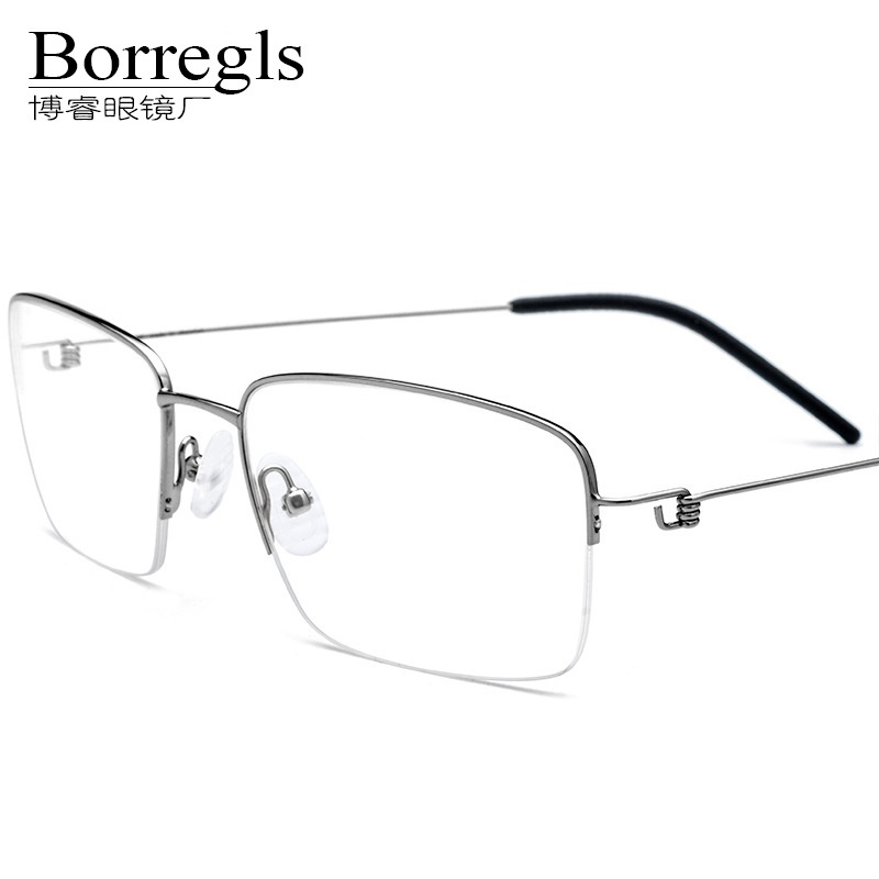 無螺絲框男半框新款超輕眼鏡架方框不銹鋼眼鏡架無螺絲半框大小款博睿眼鏡Borregls