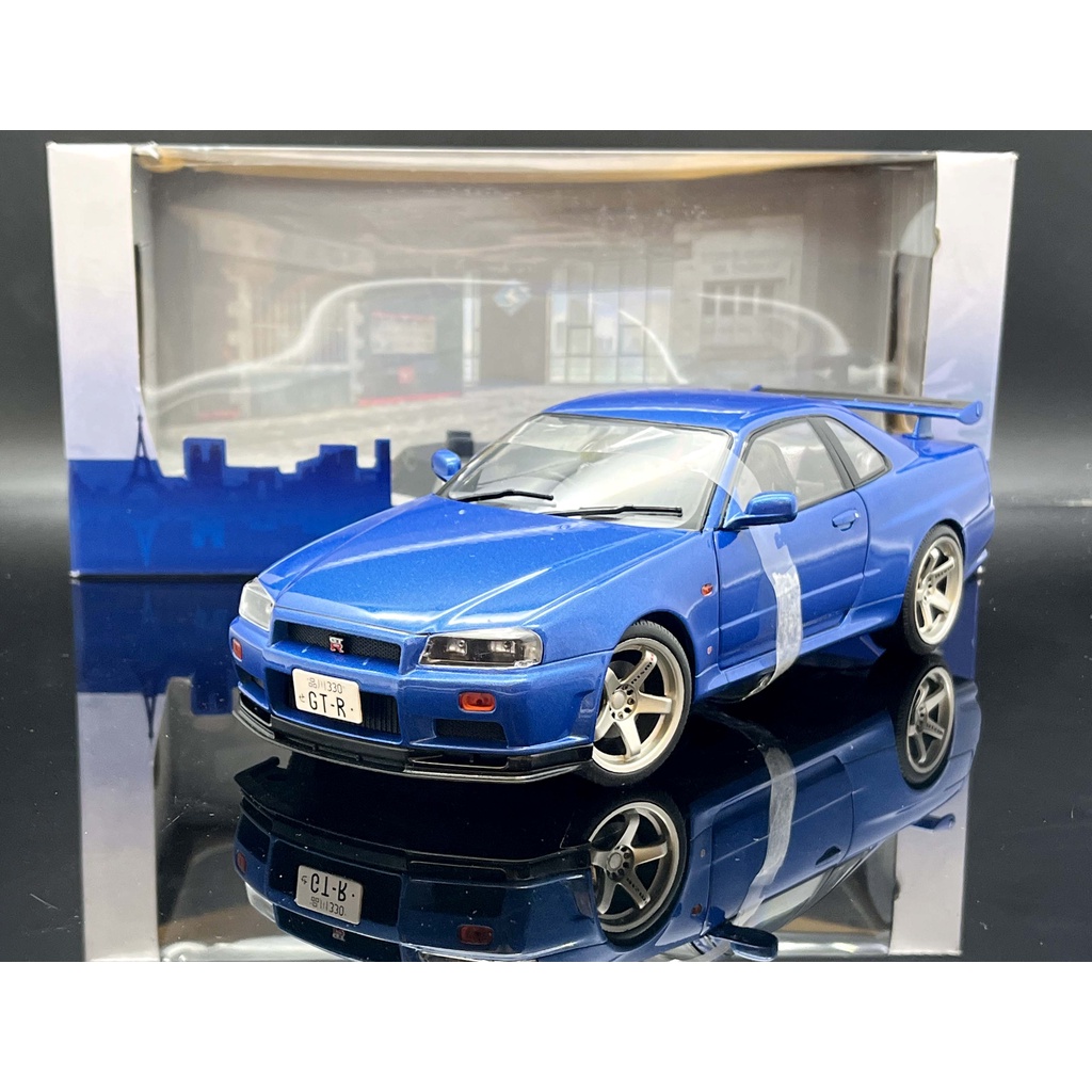 Solido 1/18 Nissan GT-R R34 blue Nismo 輪圈 MASH