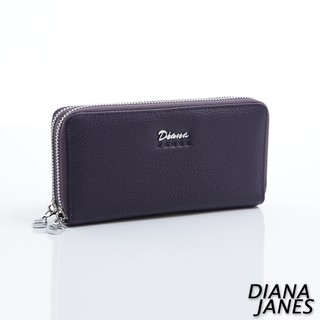 Diana Janes 牛皮雙拉鍊長夾-紫