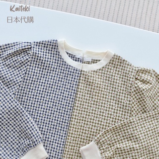現貨｜ehka sopo格紋小花秋季泡泡袖甜美長袖上衣｜Kaiteki日本正品服飾代購非原單日單